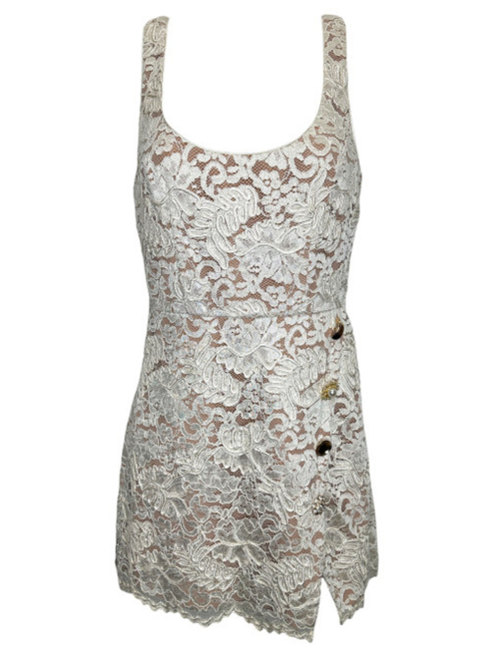 Self- Portrait Cord Lace Mini Dress in Cream